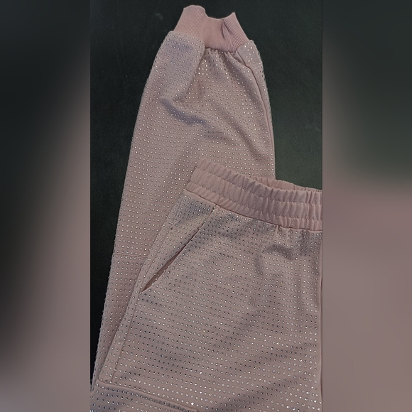 Crystal-embellished Jersey Cargo pants Utility Pant Pink Bling Bling M Joggers - Picture 9 of 9